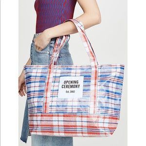 Plaid opening ceremony large tote